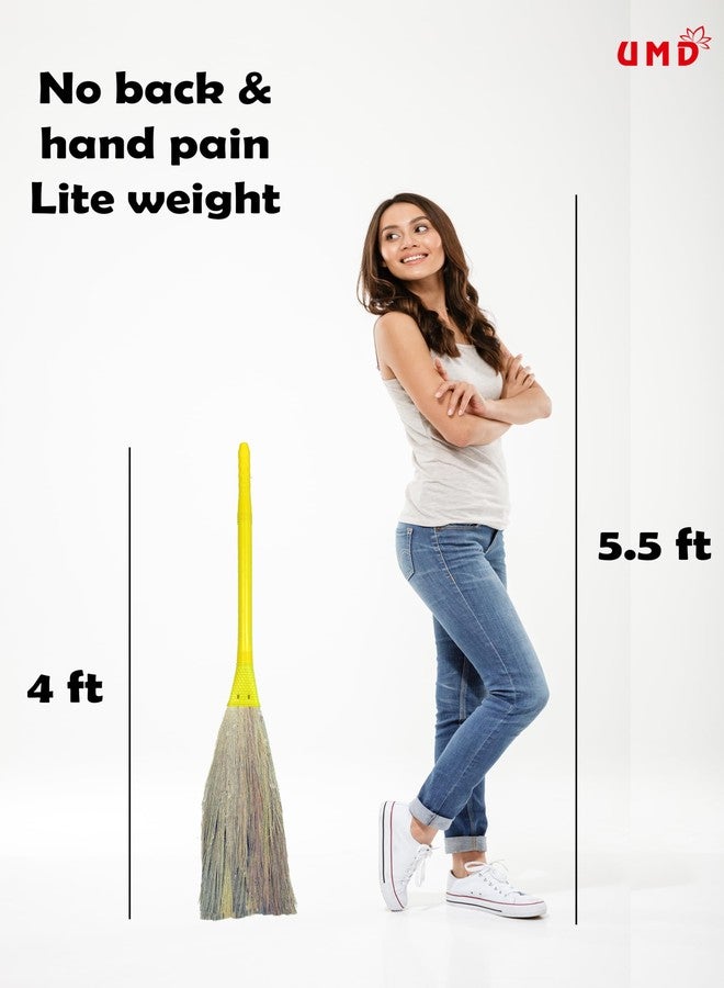 UMD No Backpain Lite Weight Dustfree Natural Grass Broom for Floor Cleaning, Phool bhahari jadoo, jhaduu Marne wala Sweeping, dusting, Lite Weight, No Bend, Pack of 1 pcs - Image 2